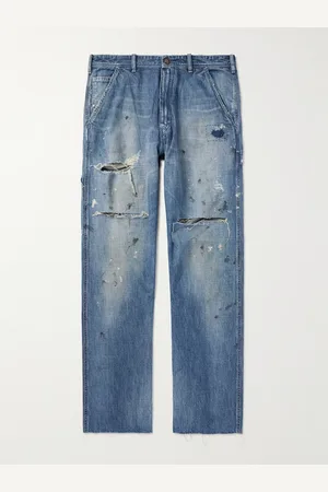 SAINT MXXXXXX Straight-Leg Distressed Paint-Spattered Jeans - Men - - M