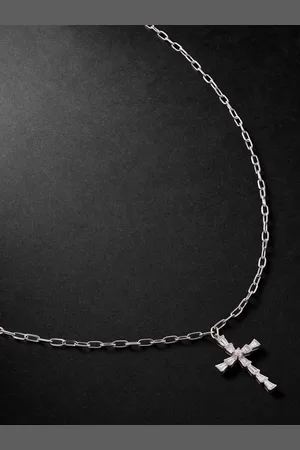 Shay Mini 18-Karat White Gold Diamond Cross Necklace - Men