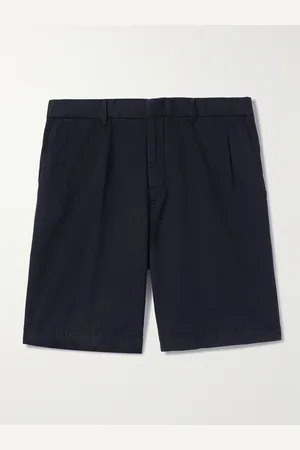 Ermenegildo Zegna Straight-Leg Pleated Cotton and Linen-Blend Twill Shorts - Men - - IT 46