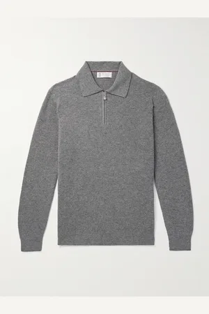 Brunello Cucinelli Ribbed Cashmere Half-Zip Sweater - Men - - IT 52
