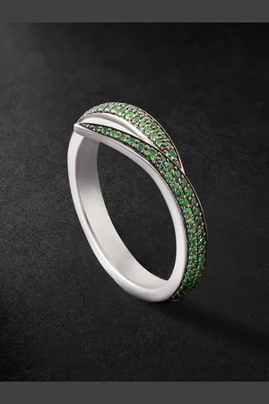 SHAUN LEANE Interlocking 18-Karat White Gold Tsavorite Ring - Men - - 55