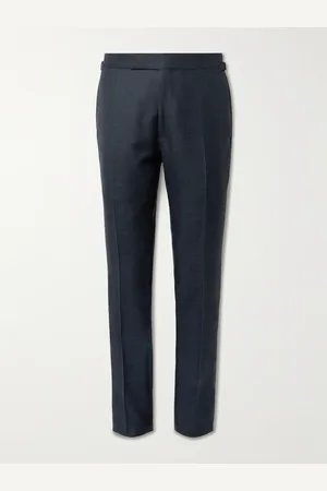 Tom Ford Shelton Slim-Fit Straight-Leg Wool, Mohair, Linen and Silk-Blend Trousers - Men - - IT 56