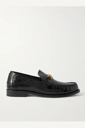 VERSACE Horsebit-Embellished Croc-Effect Patent-Leather Loafers - Men - - EU 46
