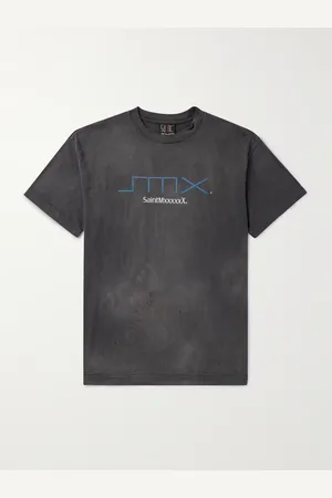 SAINT MXXXXXX Logo-Print Distressed Cotton-Jersey T-Shirt - Men - - M