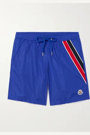 Moncler Straight-Leg Mid-Length Logo-Appliquéd Striped Recycled Swim Shorts - Men - - S