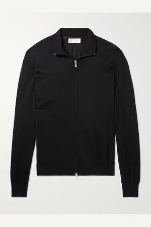 Brunello Cucinelli Cashmere and Silk-Blend Zip-Up Sweater - Men - - IT 48