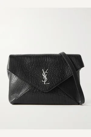 Saint Laurent Cassandre Logo-Appliquéd Textured-Leather Pouch - Men