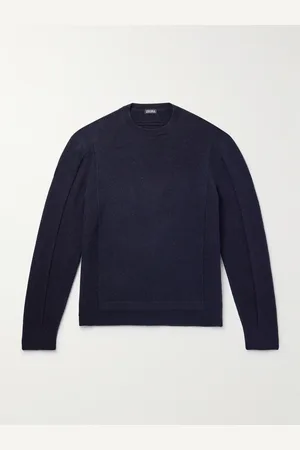 Ermenegildo Zegna Logo-Detailed Brushed Wool and Cashmere-Blend Sweater - Men - - IT 48