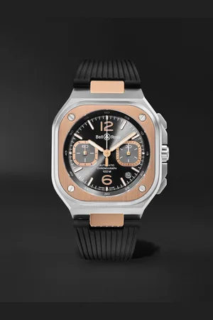 Bell & Ross BR 05 Automatic Chronograph 42mm 18-Karat Rose Gold, Stainless Steel and Rubber Watch, Ref. No. BR05C-RTH-STPG/SRB - Men