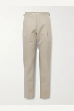Saman Amel Slim-Fit Pleated Cotton and Linen-Blend Twill Suit Trousers - Men - - IT 46