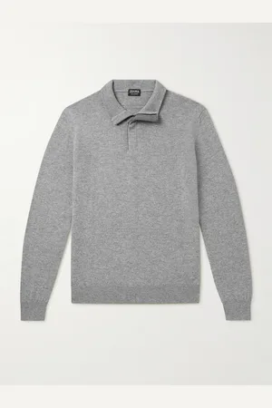 Ermenegildo Zegna Oasi Nubuck-Trimmed Cashmere Half-Zip Sweater - Men - - IT 50