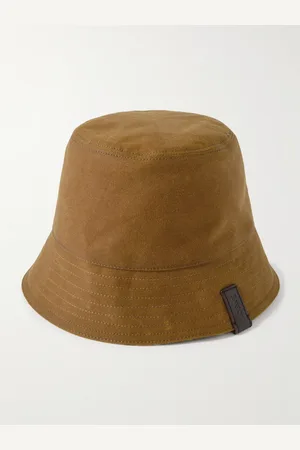 Loewe Reversible Leather-Trimmed Waxed Cotton-Canvas and Wool-Blend Bucket Hat - Men - - 60