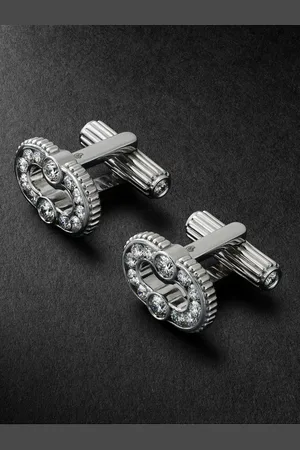 Viltier Magnetic White Gold Diamond Cufflinks - Men