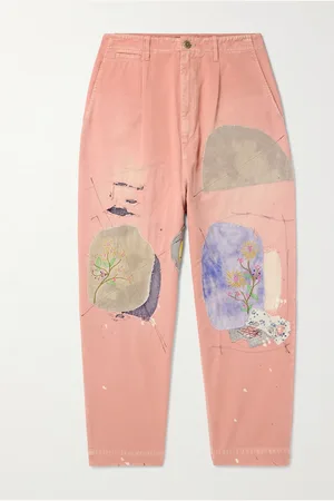 KAPITAL Katsuragi Tapered Appliquéd Distressed Cotton-Twill Trousers - Men - - 2