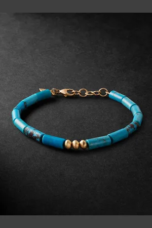 JACQUIE AICHE Gold Turquoise Beaded Bracelet - Men