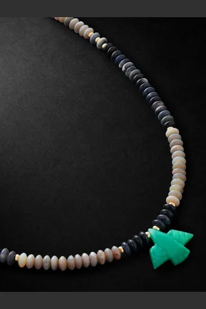 JACQUIE AICHE Gold, Opal Heishi and Chrysoprase Beaded Necklace - Men