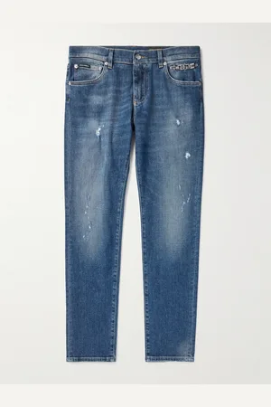 Dolce & Gabbana Slim-Fit Straight-Leg Embellished Distressed Jeans - Men - - IT 56