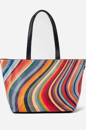 Paul Smith Swirl Striped Leather Tote Bag