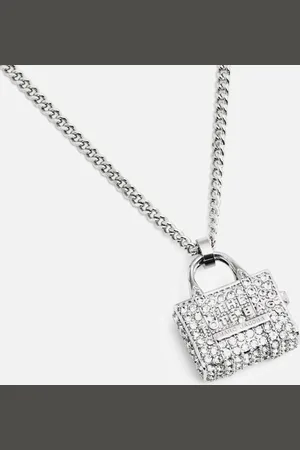 Marc Jacobs Silver-Toned Pave Tote Pendant Necklace
