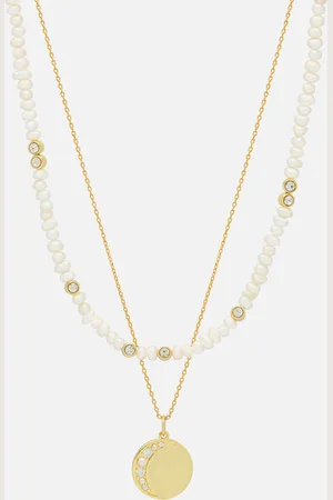 ESTELLA BARTLETT Moonz Glass Pearl Gold-Tone Double Chain Necklace