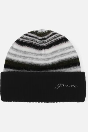 Ganni Striped Intarsia-Knit Beanie