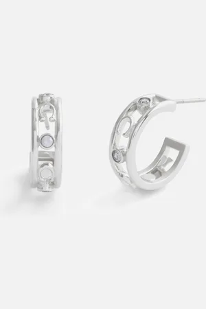 Coach Signature C -Tone Open Hoop Earrings