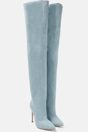 Denim over-the-knee boots