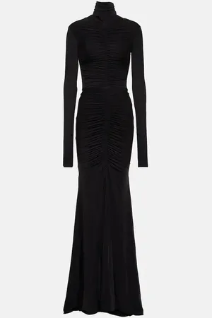 Garner mockneck ruched gown