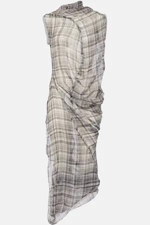 Dsaam checked draped silk midi dress