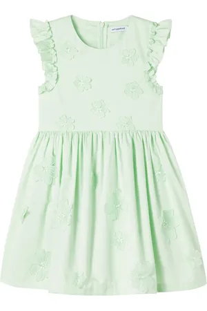Self-Portrait Floral-applique cotton dress