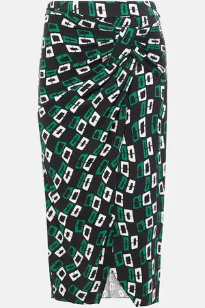 Diane von Furstenberg Willow printed ruched midi skirt