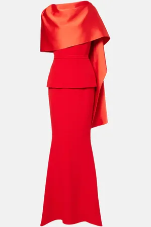Safiyaa Evangelina caped crepe gown