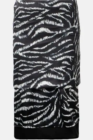 The Attico Zebra-print satin midi skirt