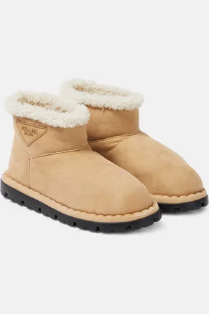 Prada Logo shearling-lined ankle boots