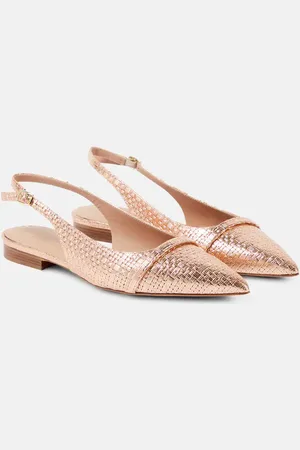 MALONE SOULIERS Jama embossed leather slingback flats