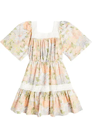 The New Society Silver lace-trimmed floral cotton dress