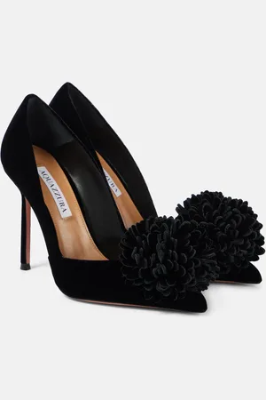 Aquazzura Couturier 105 floral-applique velvet pumps