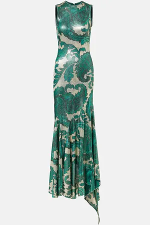 Etro Paisley open-back lame maxi dress