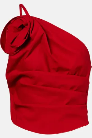 MAGDA BUTRYM Floral-applique one-shoulder top
