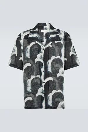 COMMAS Printed cotton voile bowling shirt
