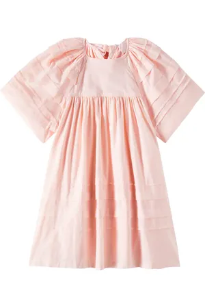 Petite Amalie Pleated smocked cotton voile dress
