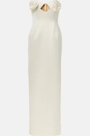 MAGDA BUTRYM Floral-applique satin corset gown