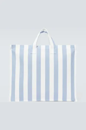 King & Tuckfield Large striped cotton canvas tote bag