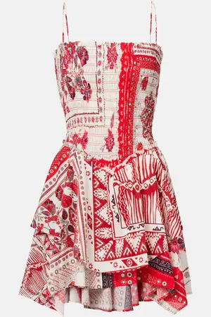 Marant Etoile Anka shirred printed cotton minidress