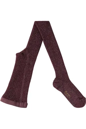 BONPOINT Thomini ribbed-knit cotton-blend lame tights