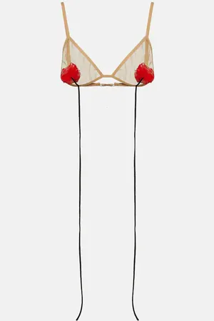Nensi Dojaka Floral-applique mesh bra