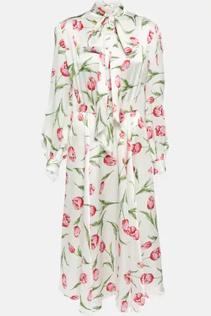 RODARTE Floral belted silk midi dress