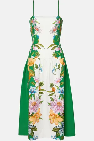 Farm Rio Sweet Bloom linen-blend midi dress