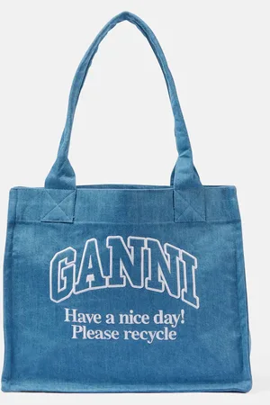 Ganni Logo denim tote bag