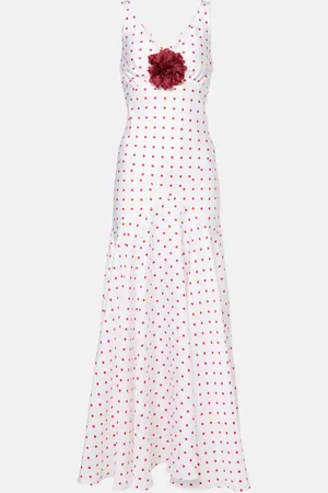 RODARTE Polka-dot floral-applique silk twill gown
